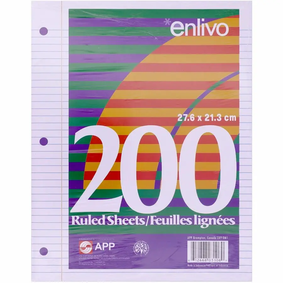 Feuilles mobiles, lignés 7mm, 200 feuilles