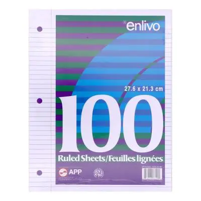 Feuilles mobiles, lignées 7mm, 100 feuilles