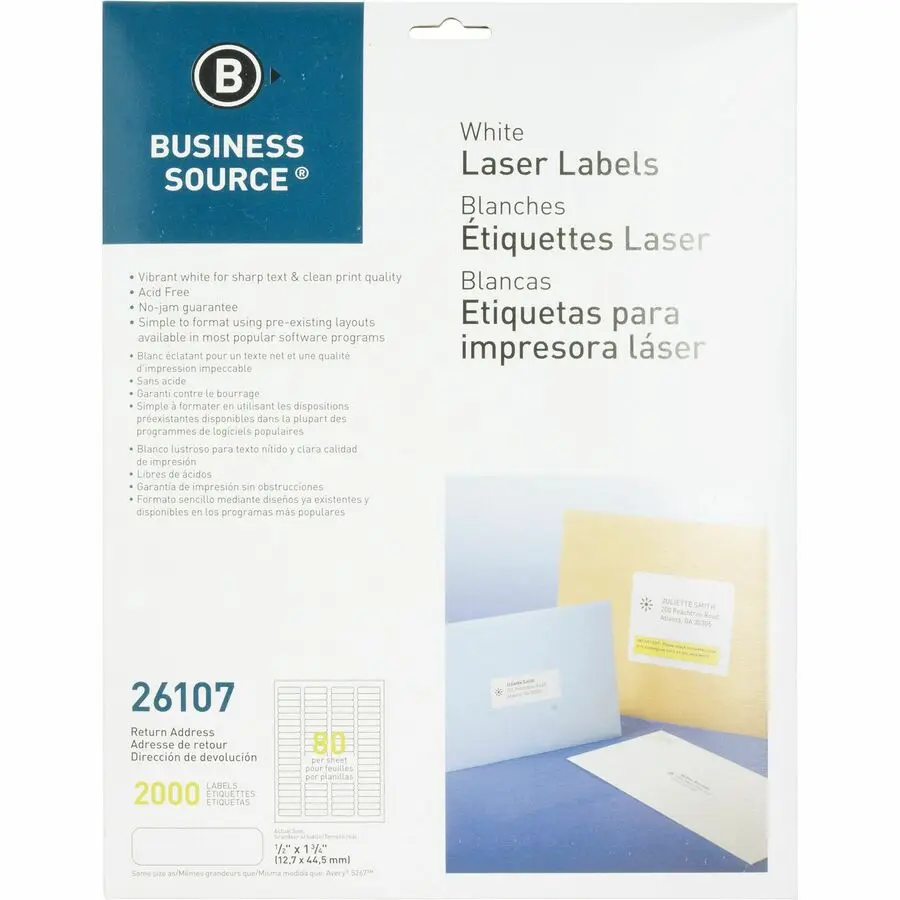 Business Source - Étiquettes d'adresse laser 1/2X1-3/4     2000 / emballage