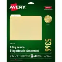 Avery® - Étiquettes de classement TrueBlock™   3-½ x 2/3  CHEM/600/Blanc