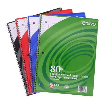 [06123] CAHIER RELIURE SPIRALE LIGNÉ, 10.5"x8", 80 pages