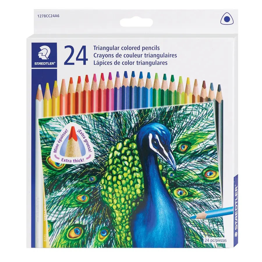 [1278CC24] Staedtler - Crayons de couleurs Hexagonaux - 24 crayons / boîte