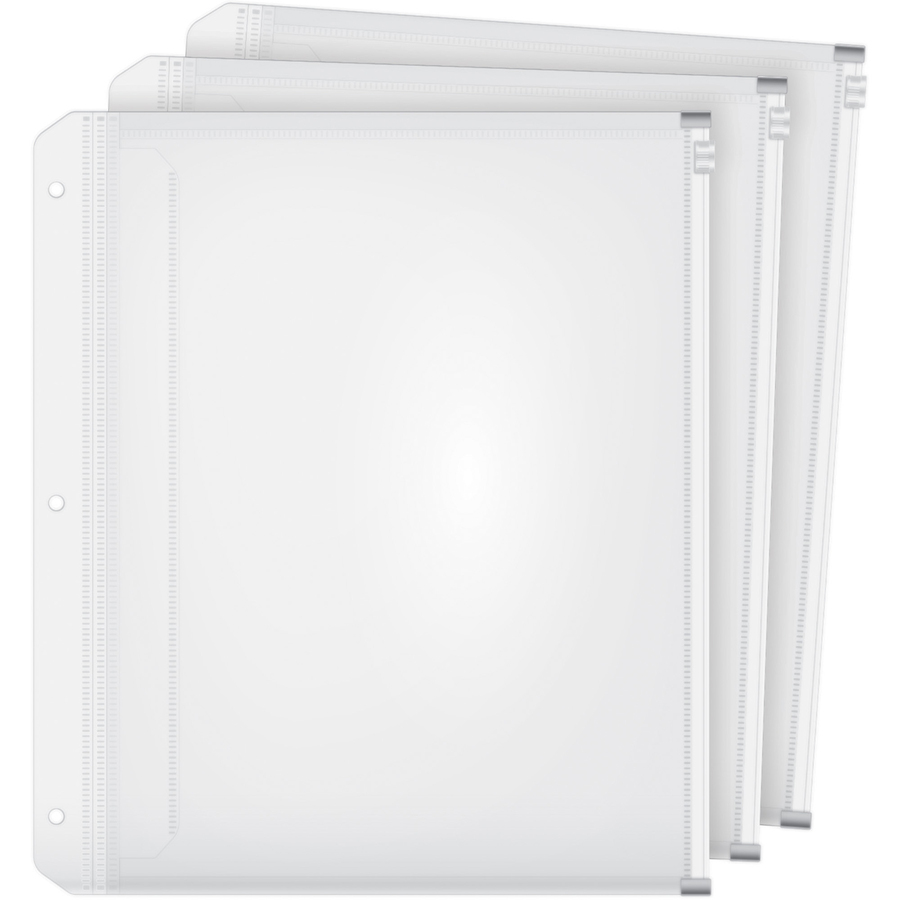 POCHETTE 3 TROUS + ZIPPER PAQUET DE 3