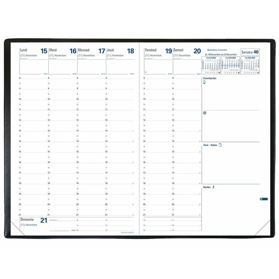 Quo Vadis - Recharge pour agenda hebdomadaire Ministre, 9-1/2 po x 6-1/4 po, français