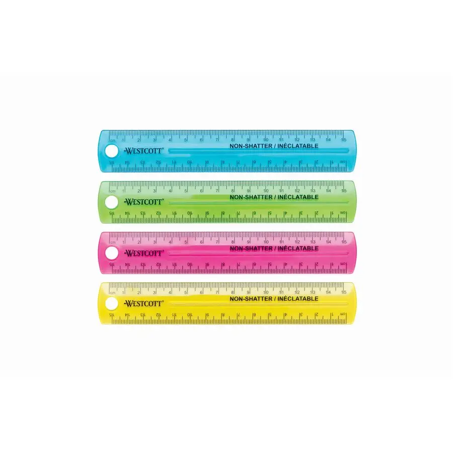 Règle en plastique incassable 15 cm - couleurs néon (assorti)