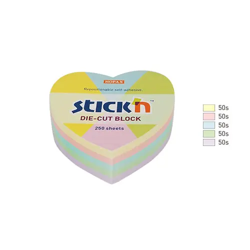 POST-IT COEUR PASTEL pqt/250 STICK'N