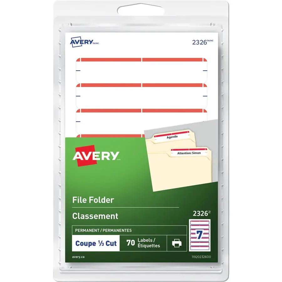 Avery® - Étiquette pour classeur  5/8X3½ ROUGE   70 / emballage