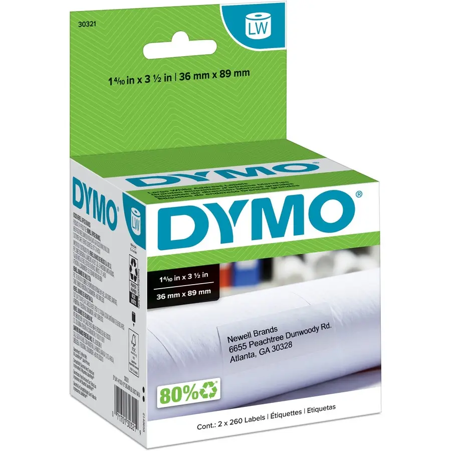 Dymo - Etiquette d'adresse 30321 1-2/5 x 3-1/2 BTE/520