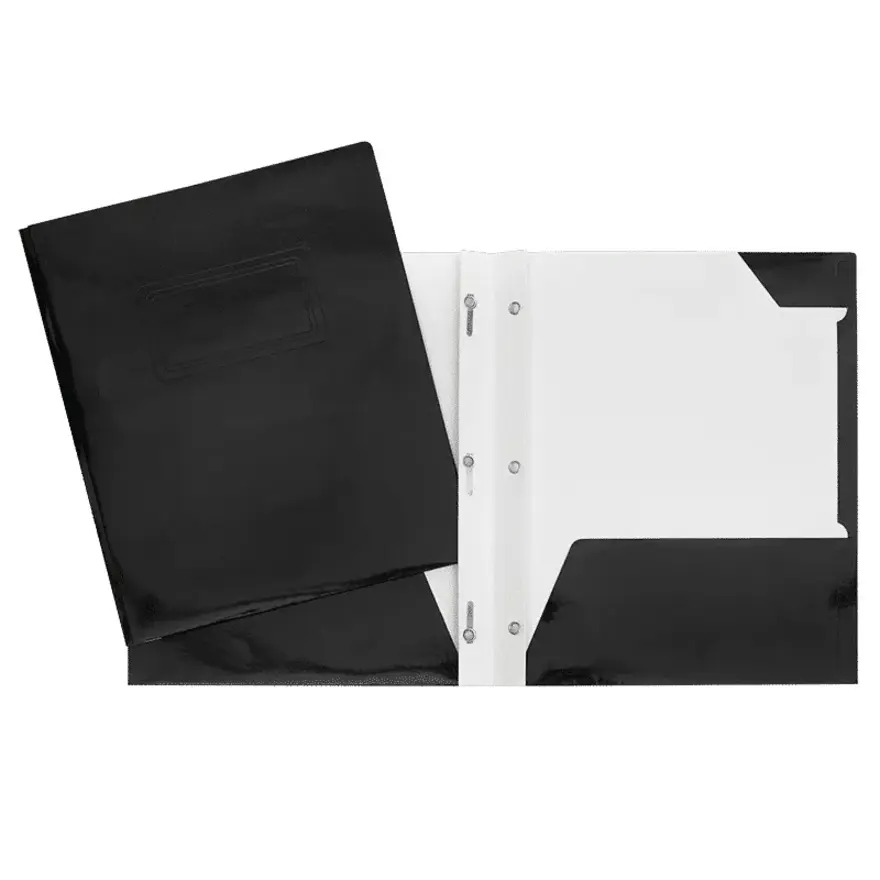 [34200BK] COUVERTURE POCHETTES ET 3 ATTACHES CARTON LAMINÉ NOIR
