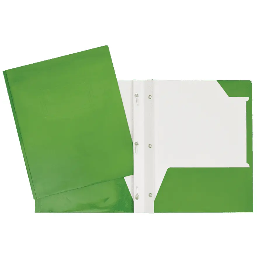 COUVERTURE POCHETTES ET 3 ATTACHES CARTON LAMINÉ VERT