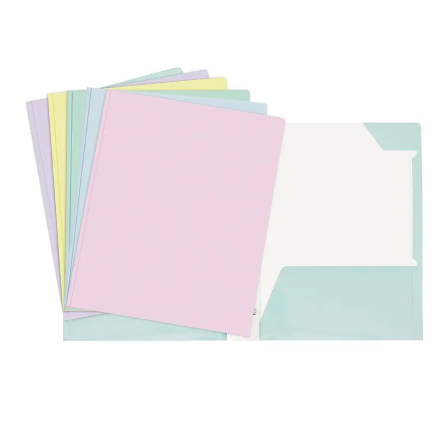COUVERTURE POCHETTES ET 3 ATTACHES CARTON LAMINÉ PASTEL