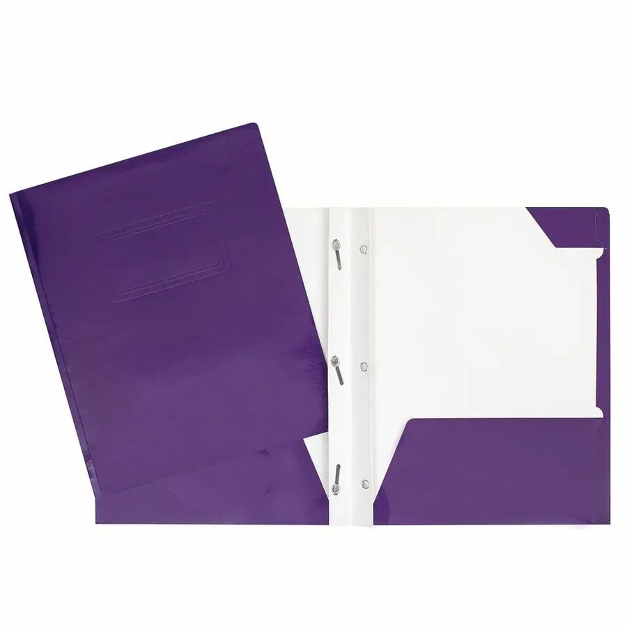 COUVERTURE POCHETTES ET 3 ATTACHES CARTON LAMINÉ MAUVE