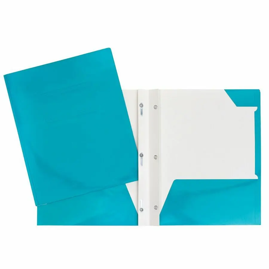 [34200TE] COUVERTURE POCHETTES ET 3 ATTACHES CARTON LAMINÉ TURQUOISE