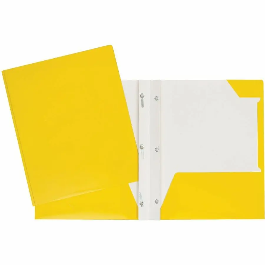 COUVERTURE POCHETTES ET 3 ATTACHES CARTON LAMINÉ JAUNE