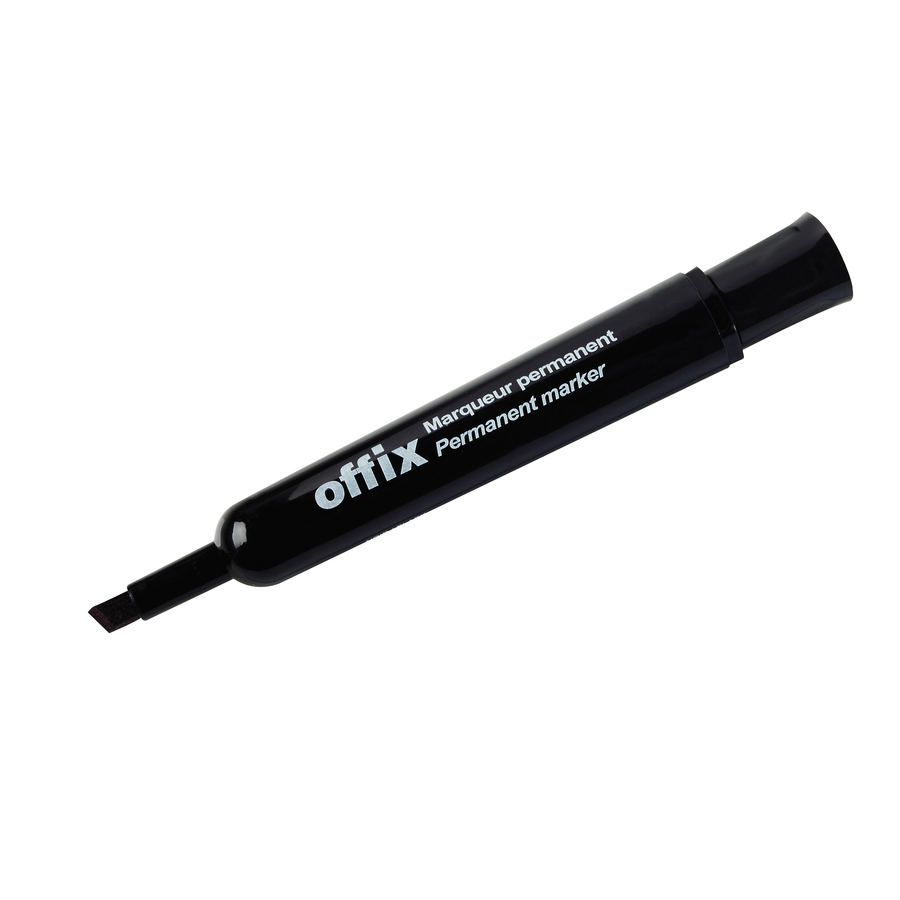 MARQUEUR PERMANENT NOIR BISEAUTÉ OFFIX