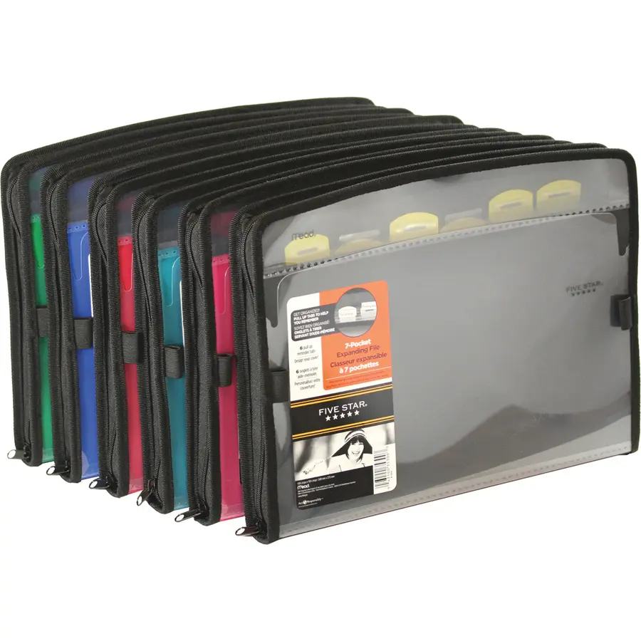 CLASSEUR EXPANSIBLE LETTRE + ZIPPER                7 POCHETTES