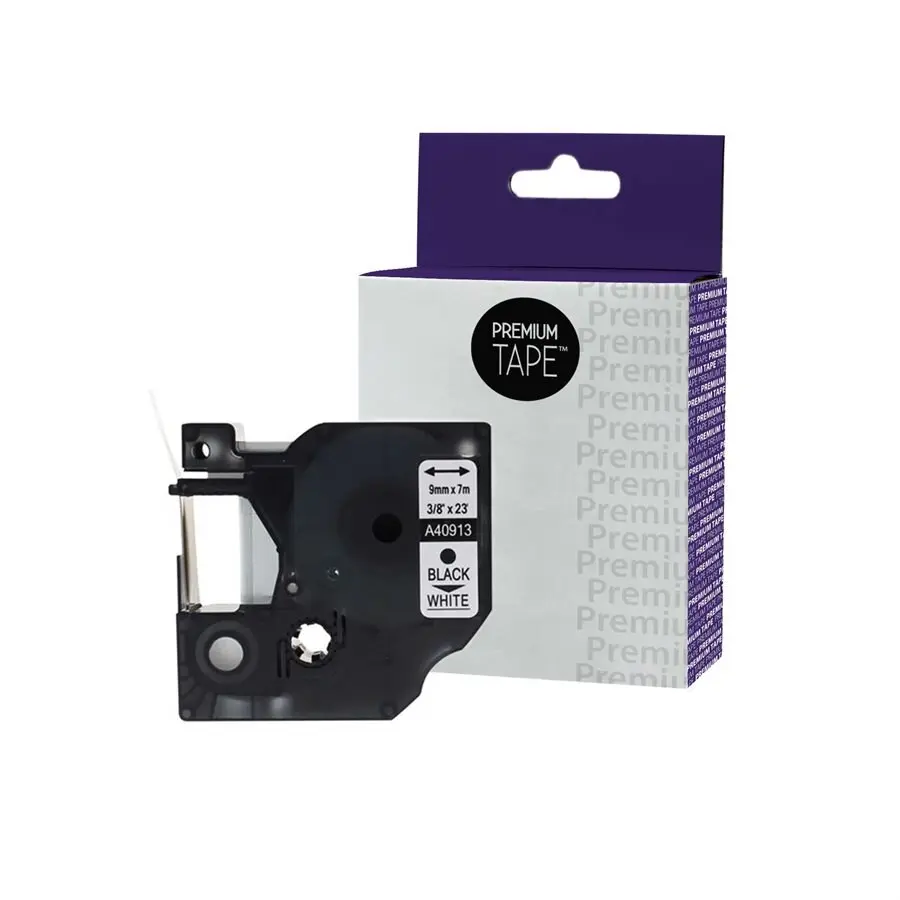 RUBAN DYMO BLANC/TEXTE NOIR 9mm COMPATIBLE