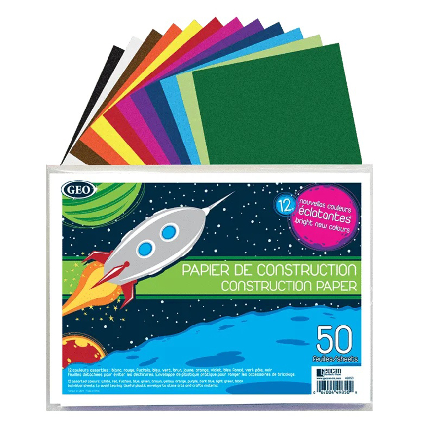 PAPIER CONSTRUCTION LG 50 FEUILLES