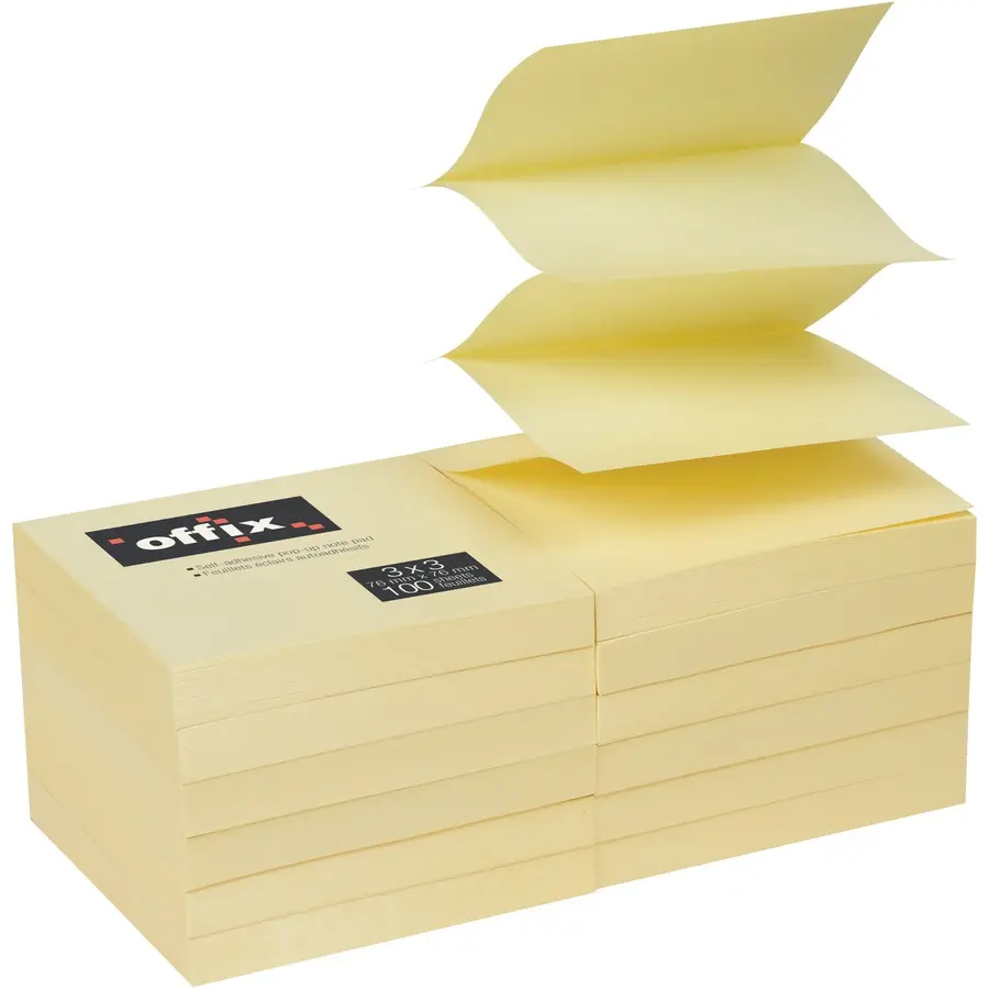 POST-IT 3 X 3 JAUNE pqt/12 Pop Up