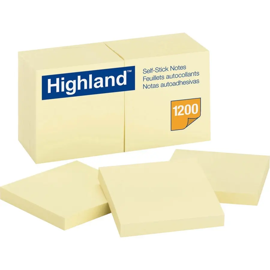 POST-IT 3 X 3 JAUNE pqt/12 HIGHLAND