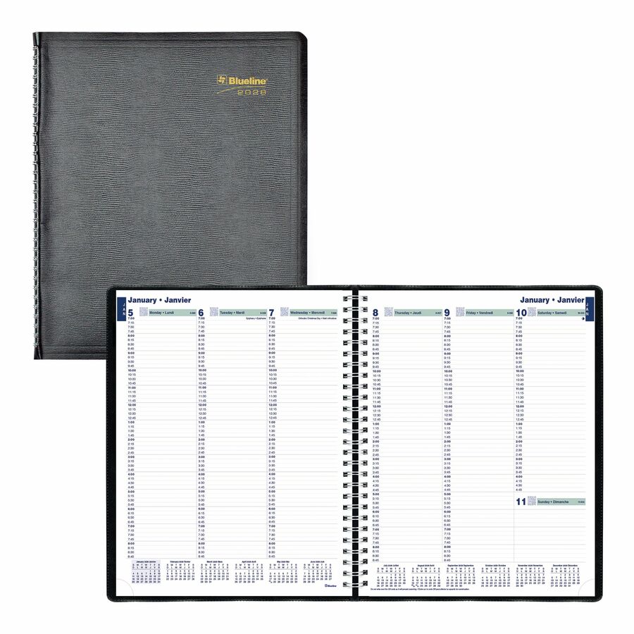 Blueline - Agenda hebdomadaire Essential, 11 po x 9-1/16 po, bilingue, noir