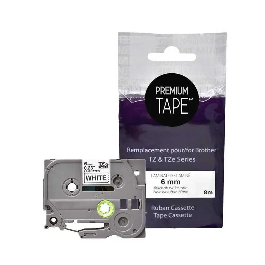 BROTHER TZE-211 (NOIR SUR BLANC) 6MM GÉNÉRIQUE NUT