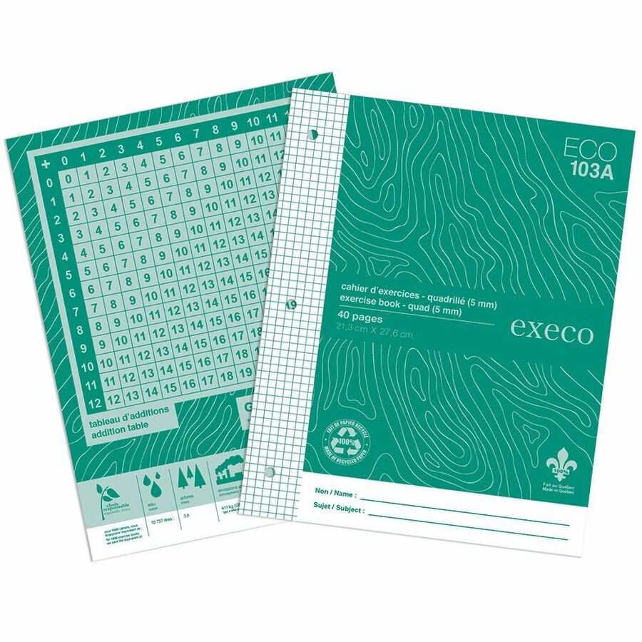 CAHIER QUADRILLÉ METRIQUE 8.5x11  GEO