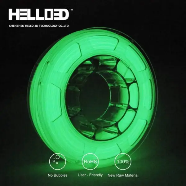 HELLO3D FILAMENT PLA GREEN (GLOW IN THE DARK) 1K