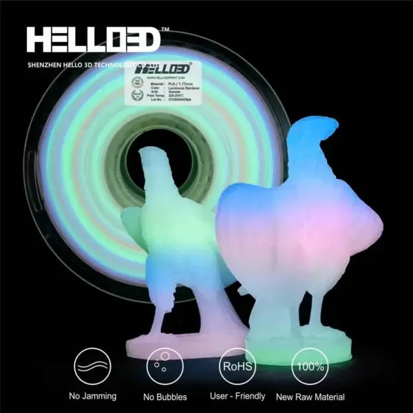 HELLO3D FILAMENT PLA RAINBOW (GLOW IN THE DARK) 1KG