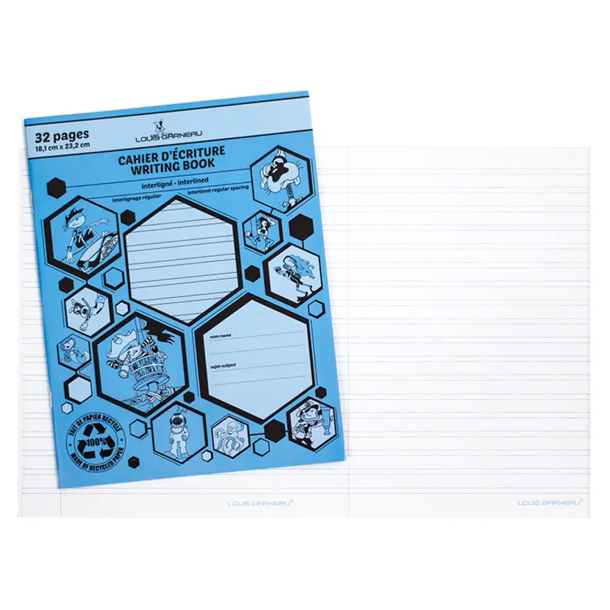 Cahier d'écriture Interligné 32 pages Bleu