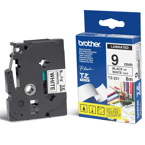 BROTHER TZE-221 (NOIR SUR BLANC) 9MM ORIGINAL RDM