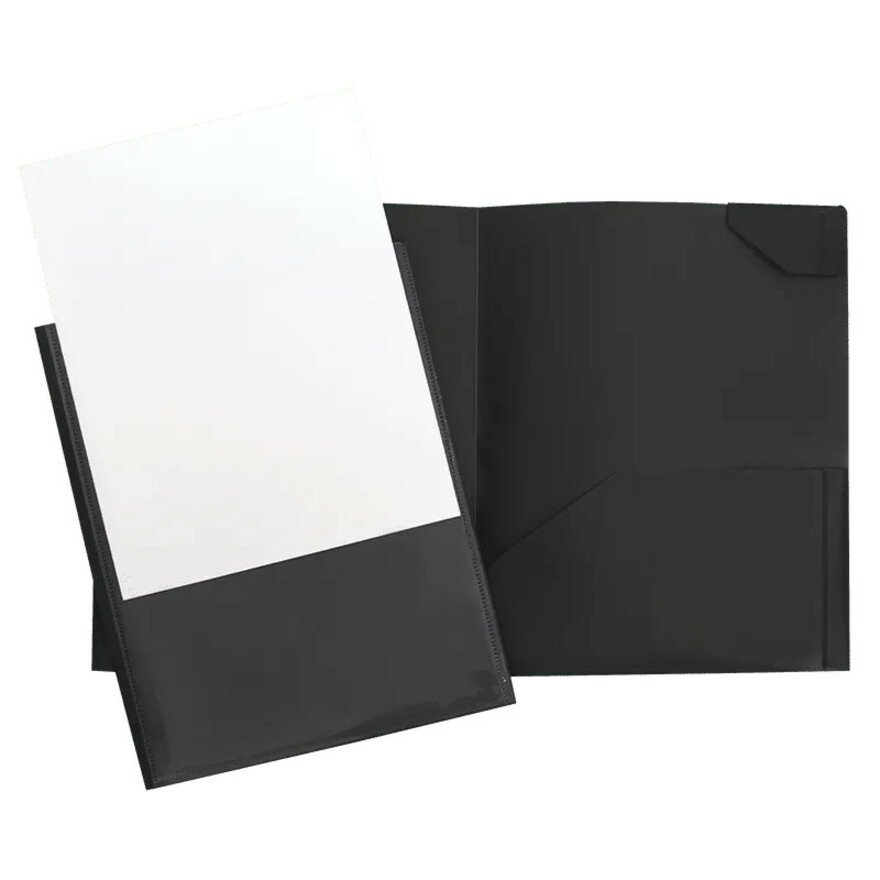 [PFPL2ST-BK] Porte Folio 2 pochettes + pochette transparente sur le dessus Noir
