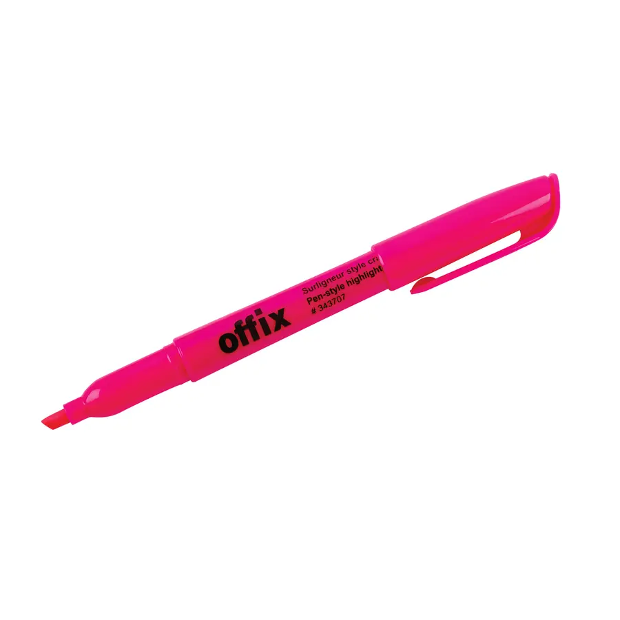 [343707] SURLIGNEUR BISEAUTÉ OFFIX STYLO (ROSE)