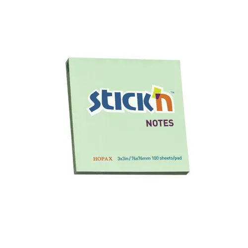 POST-IT 3 X 3  100P PASTEL VERT STICK'N