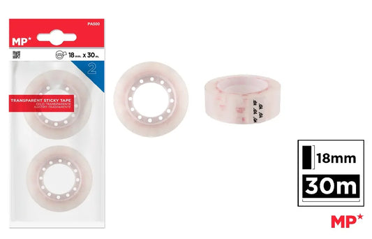 Emballage de 2 recharges de ruban adhésif transparent 18mm