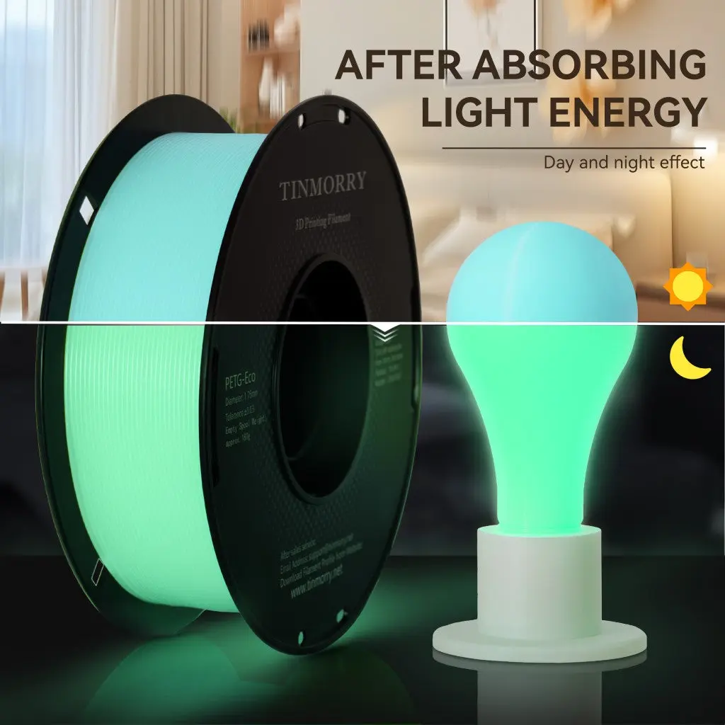 [TFPETGGLOWGREEN] TINMORRY PETG-Lumineux dans le noir– 1,75 mm – 1 kg (Vert)