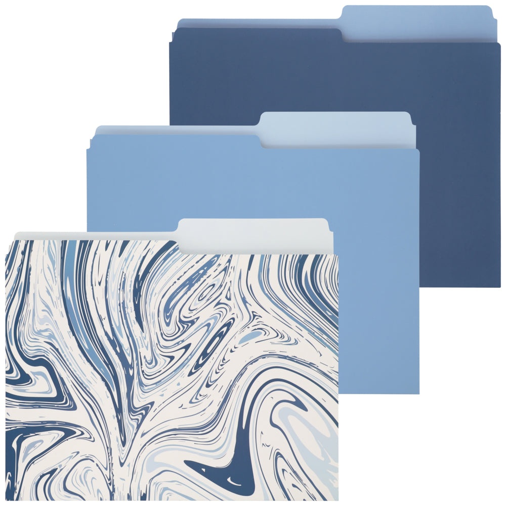 Ensemble de 3 dossiers effet tourbillon bleu