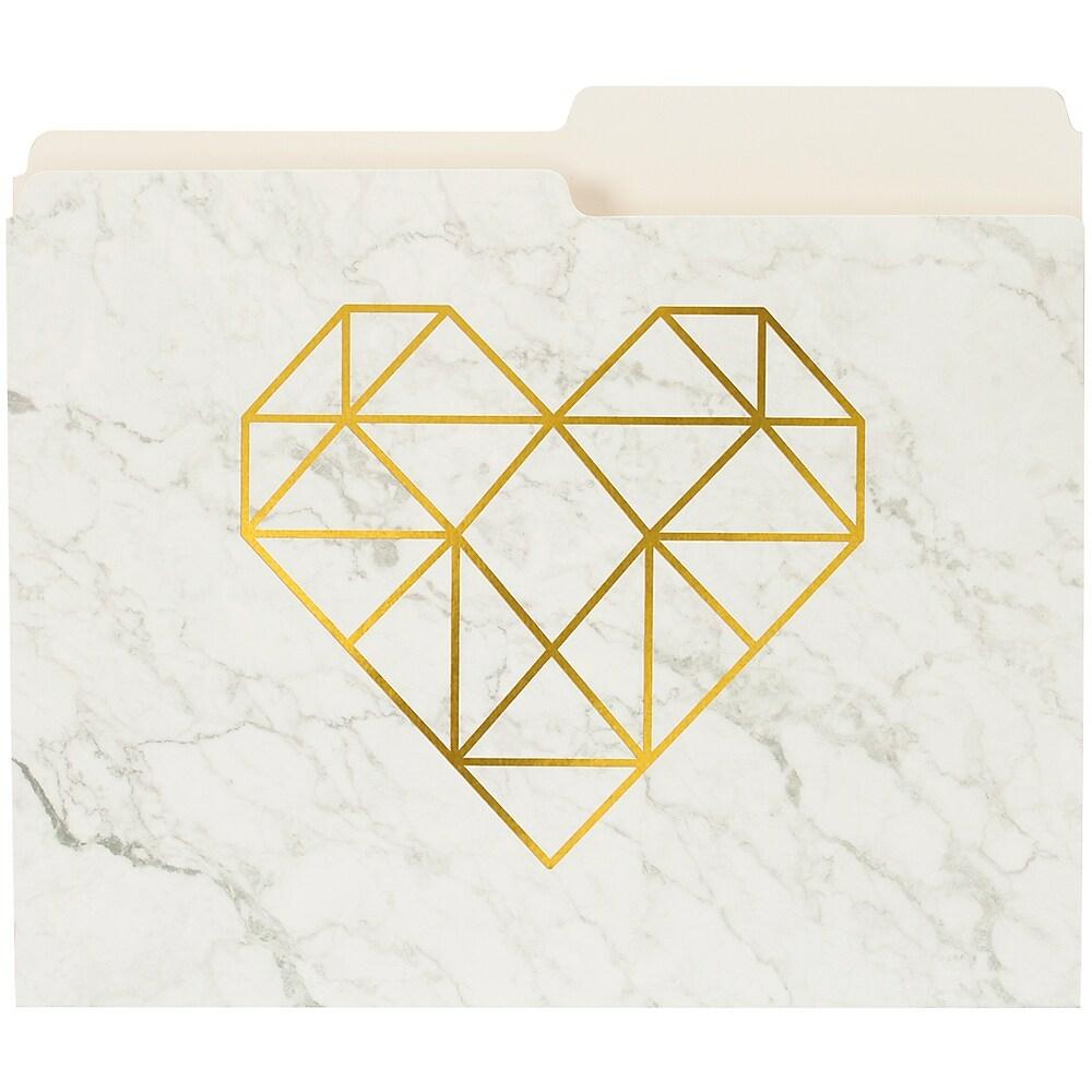 Dossier format lettre motif marbre et cœur doré