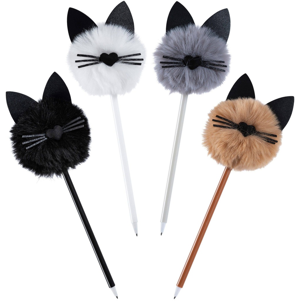 Stylo bille avec pompon visage de chat – 0,7 mm