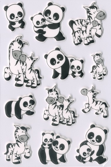 HERMA Autocollants MAGIC Familles De Panda Et Zèbre, Foam
