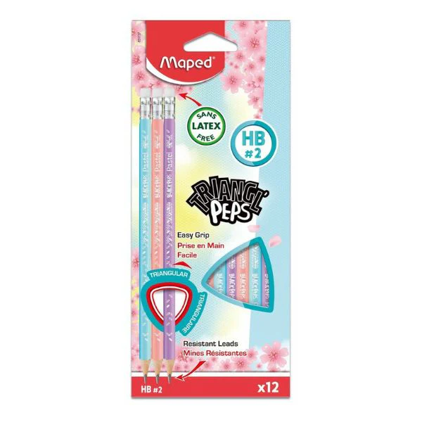 Crayon de plomb HB #2 Triangulaire Pastel Paquet de 12