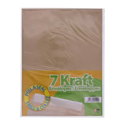 [89149] Enveloppes Kraft tirez & collez, 9x12, pqt 7