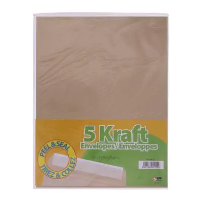 [89150] Enveloppes Kraft tirez & collez, 10x13, pqt 5