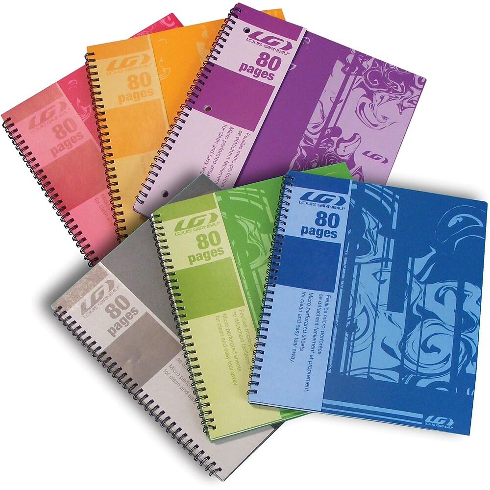 Cahier à spirale LG, ligné 80 pages, 6 couleurs assorties