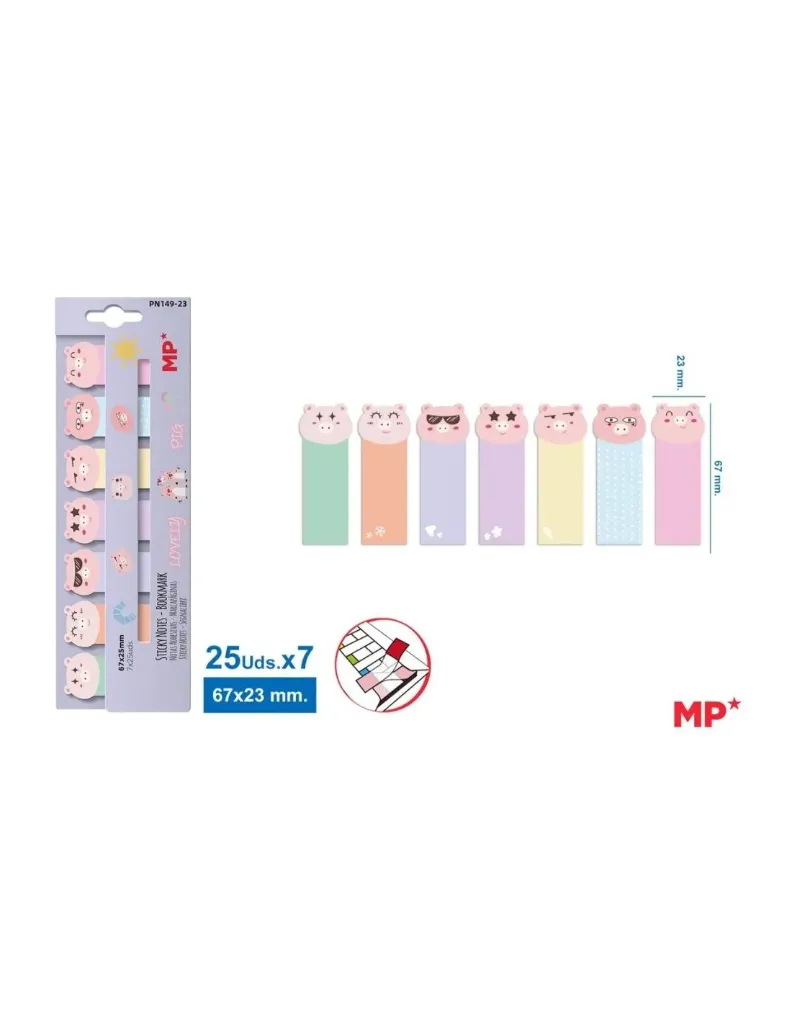 Feuillets adhésifs Post-it marque-page Cochonnets