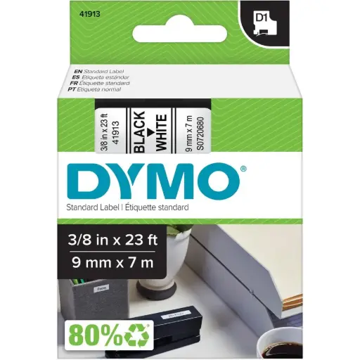 [N41913] Dymo - Cartouche de bande électronique D1 3/8"NOIR/BLA.S/C