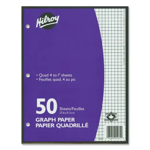 [05281] Feuilles mobiles, quadrillées 4 carré au pouce-1", 50 feuilles Hilroy