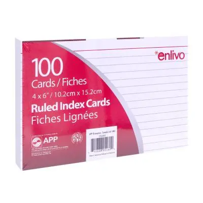 [05460] FICHES INDEX LIGNÉES 4''X6'' /100 BLANCHES