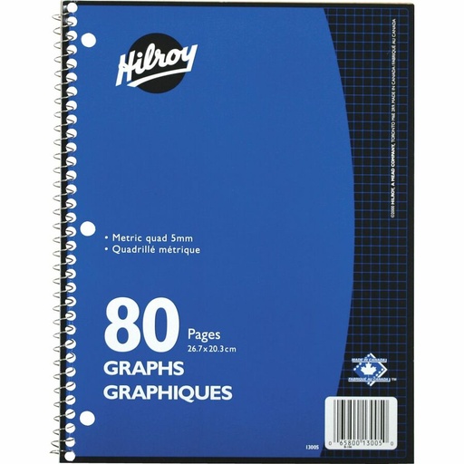 [06126] Cahier d’exercices quadrillé 5mm, 10.5"x8", 80pg