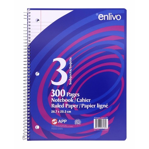 [06135] CAHIER RELIURE SPIRALE LIGNÉ          300P/ 3 SUJETS